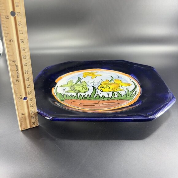 Mexico Folk Art Talavera Pottery Single Dish Plate Hand Painted Fish Hand Made - Picture 6 of 16